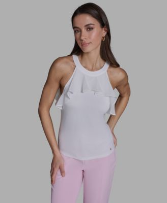Women's Halter Neck Ruffle Tank Top