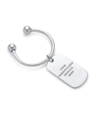 Dog Tag ID Keychain Horseshoe Key Ring Secure Ball-Screw Tip .925 Sterling Silver