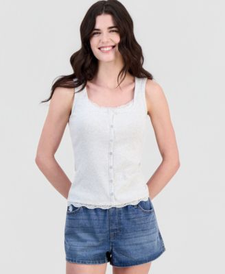Juniors' Layered Button-Front Tank Top