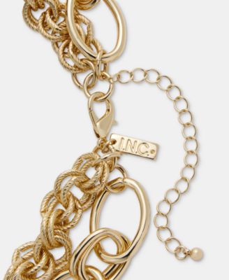 Chunky Chain Layered Collar Necklace, 15-1/2" + 3" extender