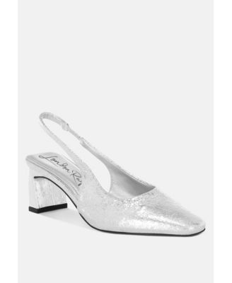 Women's AMBERIN Crinkled Metallic Slingback Heels