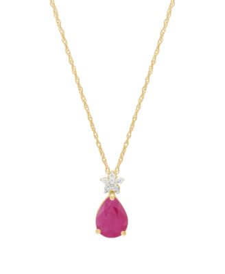 Sapphire (1-1/3 ct. t.w.) & Diamond (1/10 ct. t.w.) Pendant Necklace in 10k White Gold (Also Available in Emerald, Ruby)
