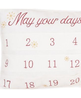 Merry & Bright Advent Embroidered Throw Pillow, 12" x 24"