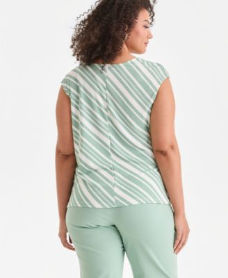 Plus Size Printed Drape Sleeveless Top