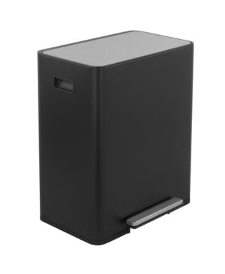 15.6 Gallon Rectangular Stainless Steel Step on With Two 30 Liter Compartments Trash Can