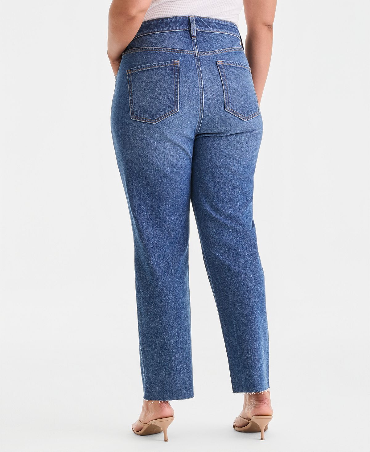 I.N.C. International Concepts Plus Size High-Rise Embellished Straight Ankle Jeans, Created for Macy's view 3 — MAYCSS fashion products