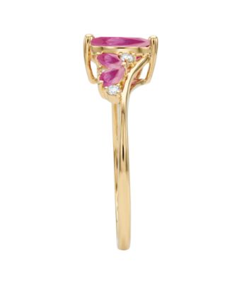Ruby (7/8 ct. t.w.) and Diamond (1/10 ct. t.w.) Ring in 14k Yellow Gold (Also Available in Sapphire and Emerald)