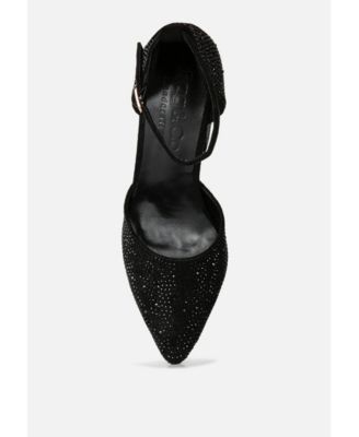 CULVER Womens Rhinestone Embellished Block Heel Sandals pumps