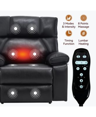 Oversized Dual Motor Power Lift Recliner with Heat & Massage, Hidden Cup Holders, 400 lb Capacity, Faux Leather
