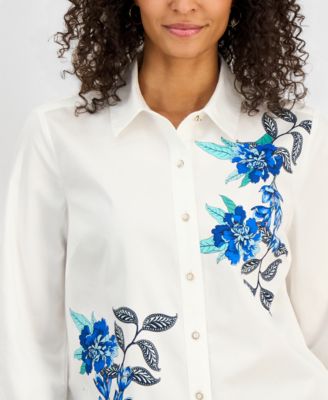Women's Cotton Floral Poplin Shirt