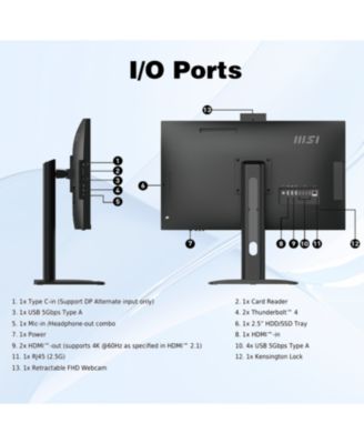 Modern AM273QP AI 27" Business All-in-One Intel Core Ultra 7 155H 16GB RAM Intel Arc Graphics 1TB SSD Storage Windows 11 Home QHD 100Hz - Black