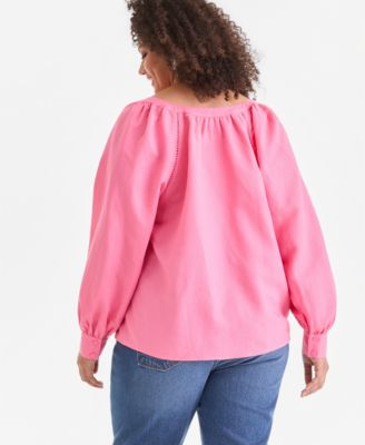 Plus Size Bubble-Sleeve Top