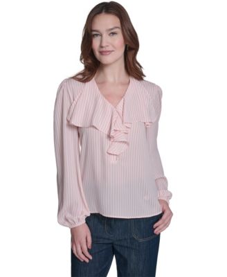 Women's Striped Ruffle Blouse