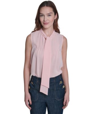 Women's Sleeveless Tie Neck Blouse