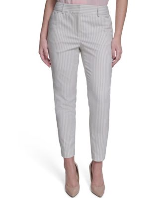 Women's Slim Fit Pinstripe Mid Rise Pants