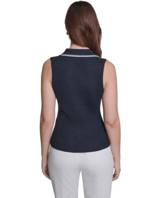 Women's Sleeveless Collared Sweater