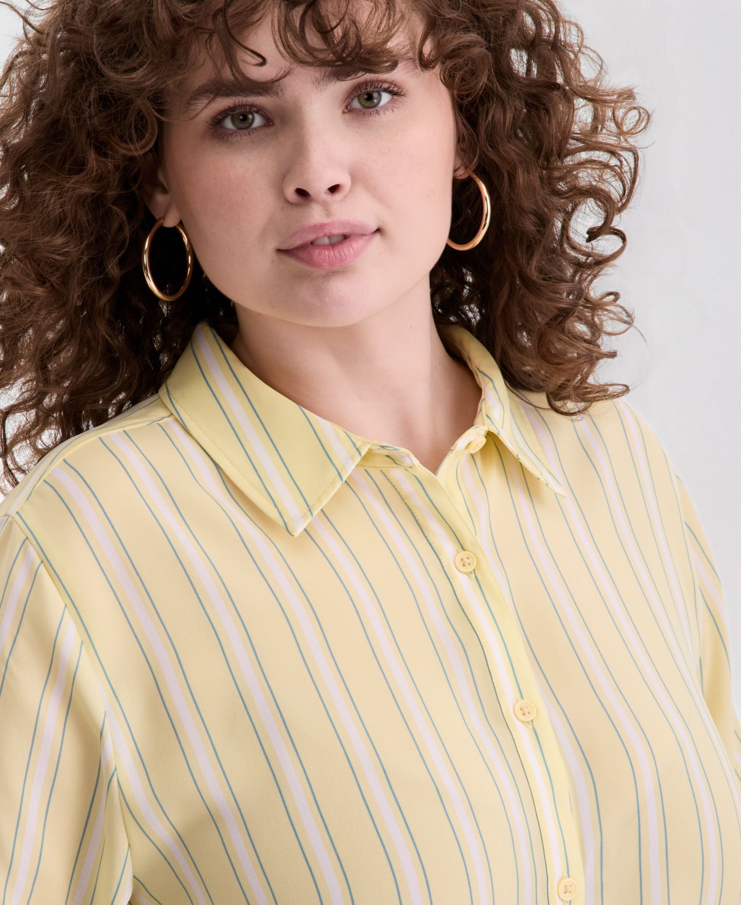 Женская рубашка On 34th Trendy Plus Size Printed Bayside Cropped Silky, цвет: Light Daffdl Cm — фото 3