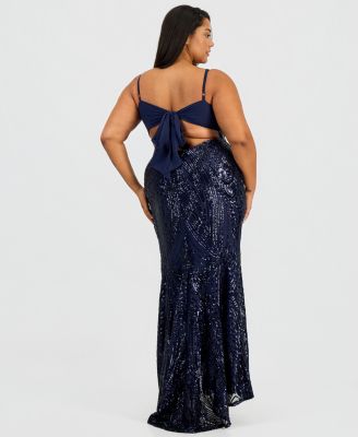 open lace back dress Plus-Size Long Glitter Prom Dress CD252C Lavender / 16 main image 1