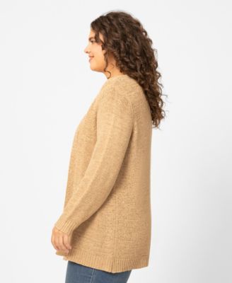 Plus Size Jersey Stitch Long Open Front Cardigan