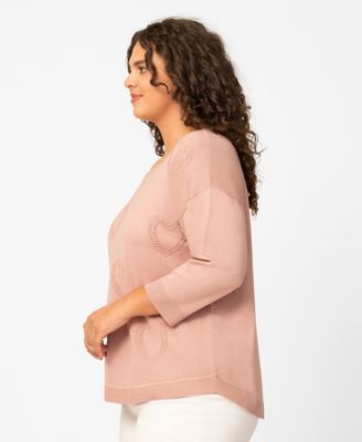 Plus Size Heart Textured Sweater