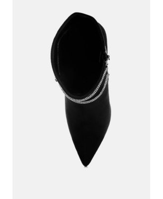 Womens Roda Rhinestone Wrap-Around Stiletto Boots