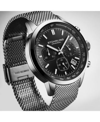 Chronoport 4082 Men s Quartz Chronograph Watch, 44mm Stainless Steel Mesh Bracelet