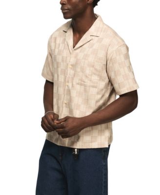 Men's Checkered Untuck Camp Collar Shirt