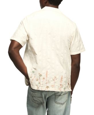 Men's Embroidered Short Sleeve Button-Up
