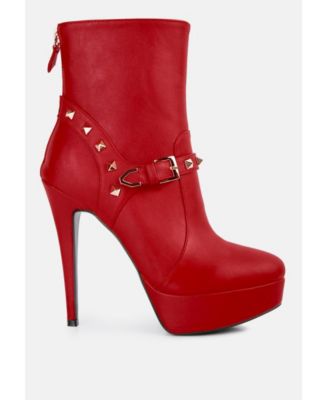 Womens Dejang Metal Stud Embellished Faux Leather Ankle Boot