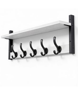29" Wall Shelf with Hooks for Entryway, Living Room, Bathroom