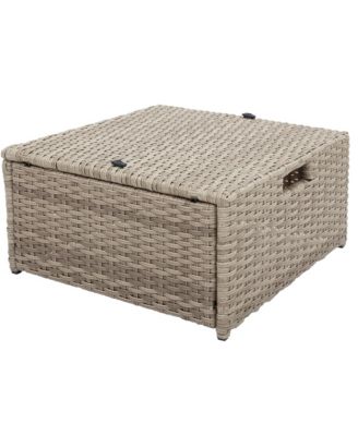 4 Piece U Style All Weather Wicker Patio Conversation Set with Sectional Sofa Ottoman Cushions