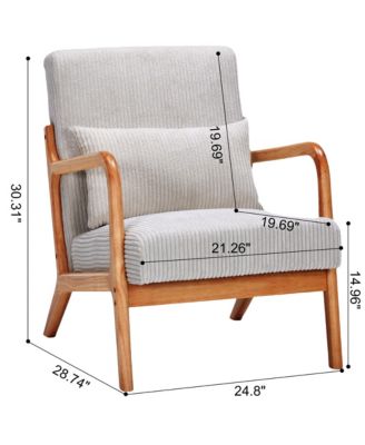 Mid-Century Modern Chair with Pillow Upholstered and Solid Wood Frame