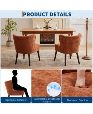 Mid-Century Modern Tufted Fabric Accent Chair, Armless Lounge Chair with Solid Wood Legs for Living Room