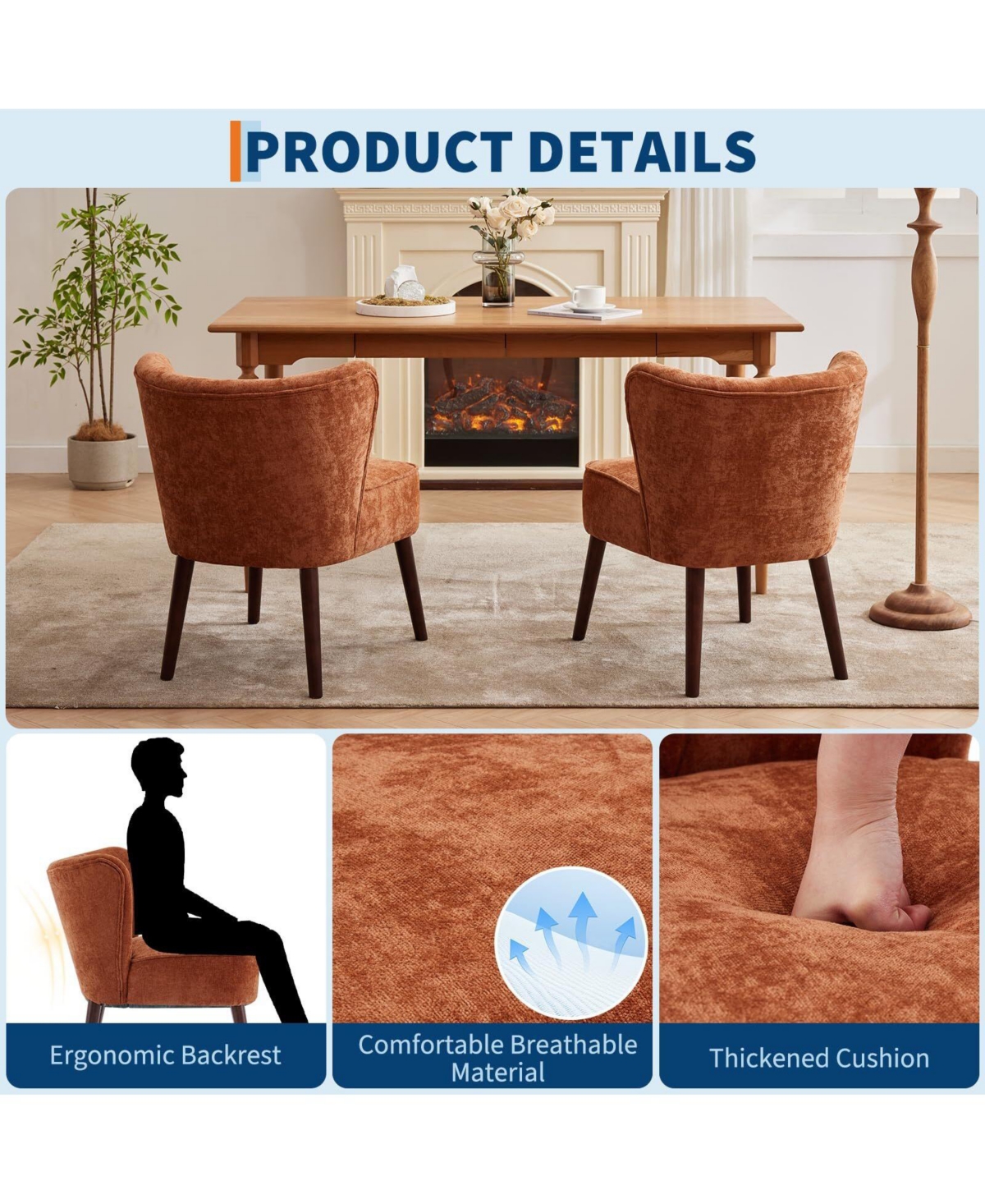 gaomon Mid-Century Modern Tufted Fabric Accent Chair, Armless Lounge Chair with Solid Wood Legs for Living Room