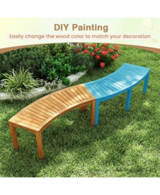 2-Person Acacia Wood Outdoor Bench with Curved Design