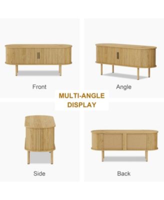 TV Stand, Modern TV Console Table with Storage Compartment and Sliding Door