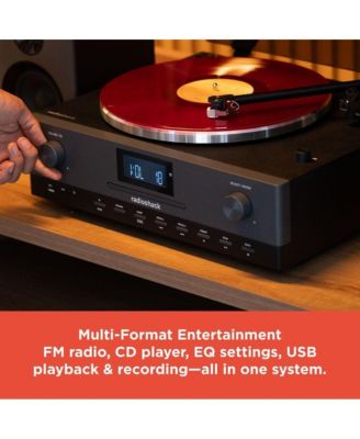 RadioShack Turntable With Professional Style 4001798: 3-Speed Vinyl Record Player FM, CD Player, USB, Bluetooth, Two Detachable Speakers Included