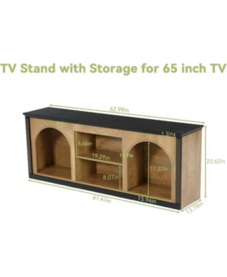 TV Stand with Storage for 65 inch TV, Entertainment Center with Arched Shelves, Color Matching, Media Display Console
