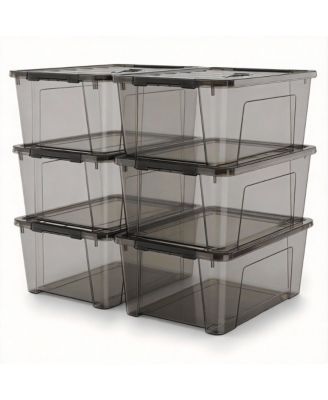 5 Quart Black Clear Storage Bins with Latches for Small Spaces