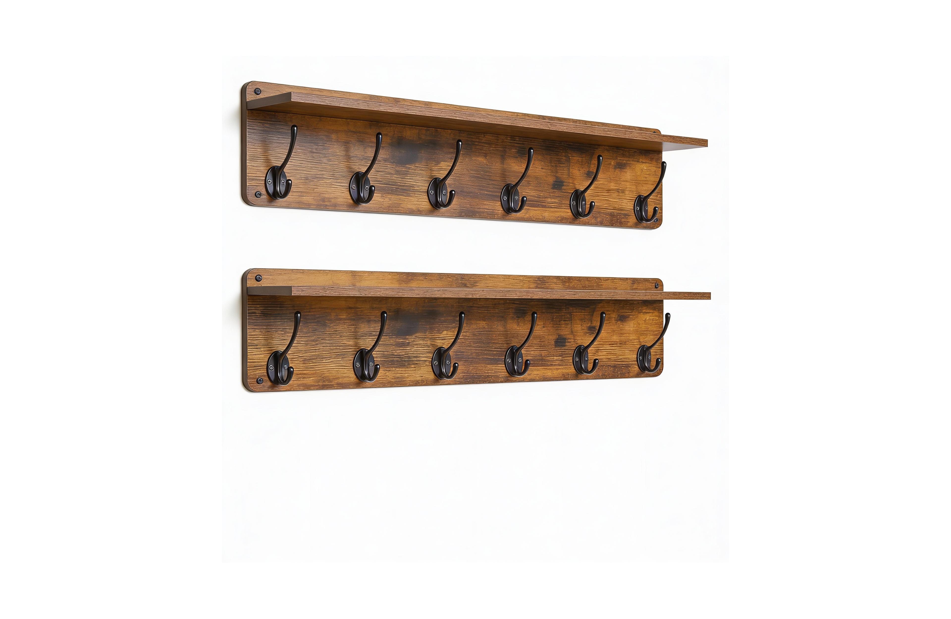Yigii 2-Pack Wall Organizer: Stylish, Sturdy, Easy Setup, Rustic Versatile Storage
