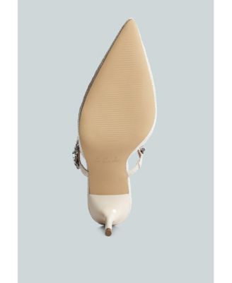 Womens Greta Diamante Embellished Kitten Heel Mules