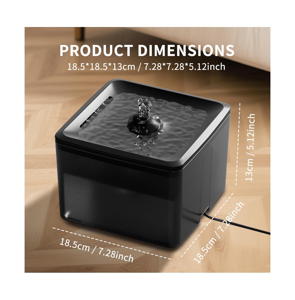 Aostirmotor Automatic Pet Waterer with Circulation, Square Fountain Cat Bowls, 3800ml/3.8L for Cats