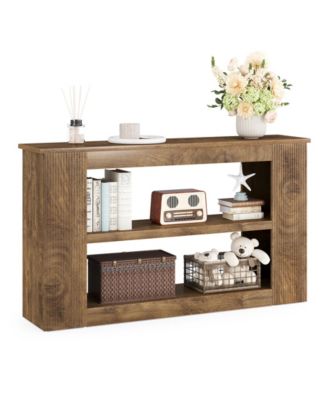 55-Inch Long Farmhouse Console Table, 3-Tier Wood Sofa Table with Storage Shelves for Living Room, Entryway, Behind Couch, Hallway