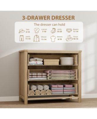 Dresser for Bedroom Rattan Chest of Dressers 29 in Tall Dresser for Closet with 3 Rattan Drawers Boho Night Stand Large Clothes Storage Cabinet