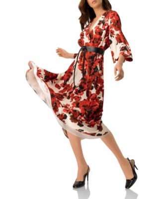 Women's Floral Maxi Wrap Dress with Belt