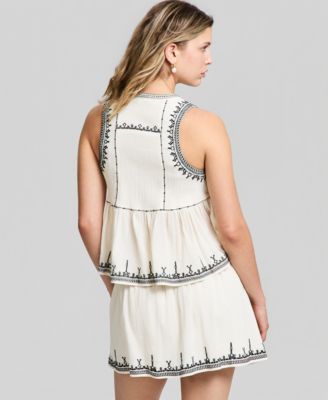 Women's Embroidered Trim Tank Top