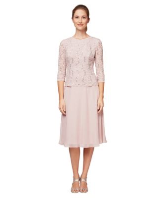 Petite Cowl-Back Tea-Length Dress