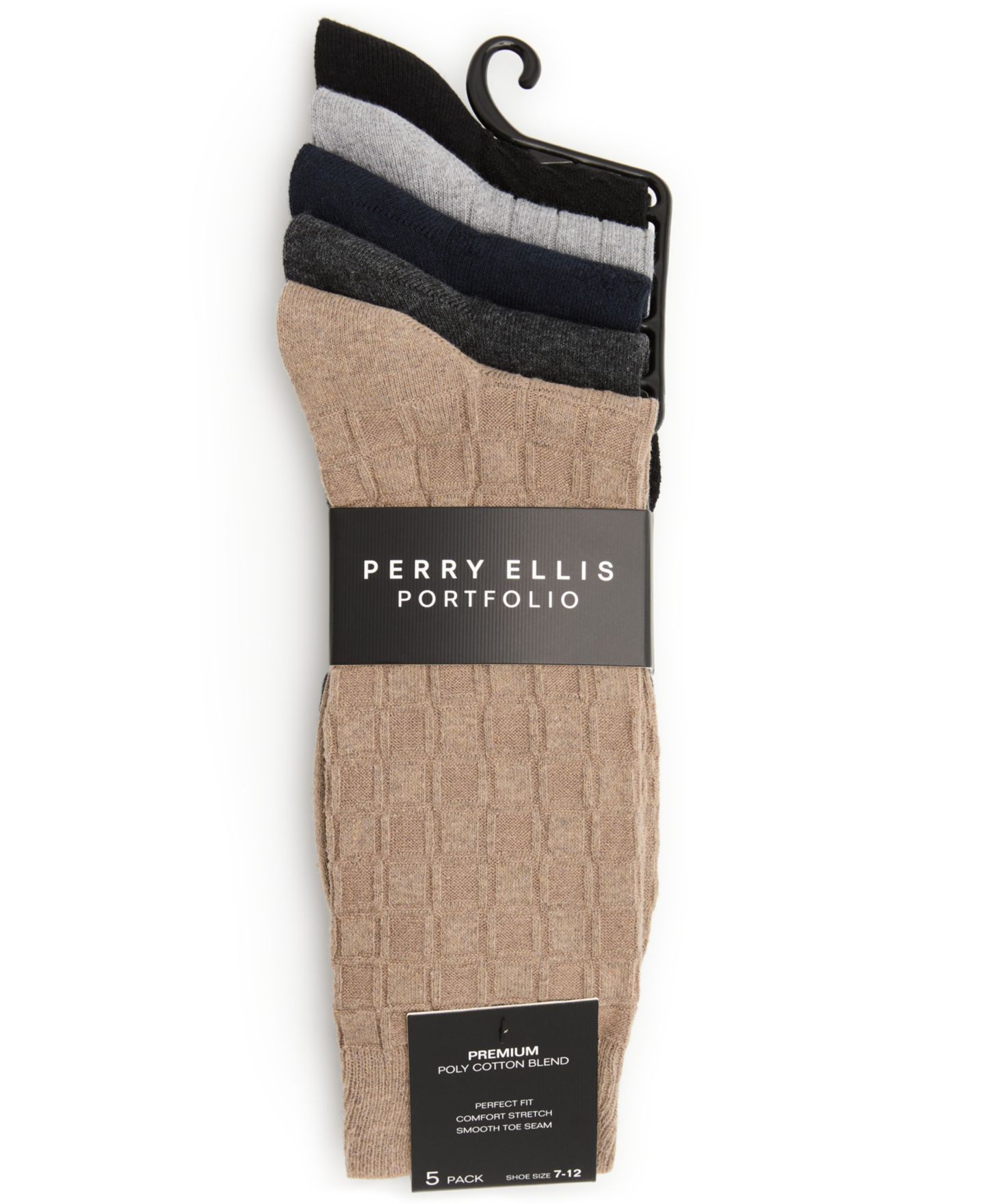 Носки для мужчин, 5 шт. — Perry Ellis Portfolio, цвет: Бежевый / Серый — фото 3