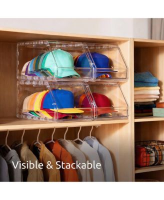 Stackable Baseball Cap Organizer with Clear View and Slide Drawer