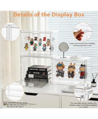 Clear Acrylic Display Case with 3 Adjustable Dividers for Storage